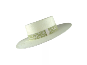 Sombrero en color claro con cinta tejida verde – Nieta de José