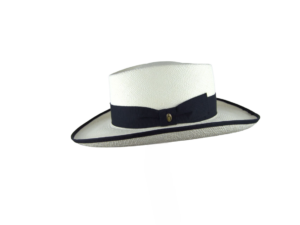 Sombrero blanco con cinta y lazo negros – Nieta de José