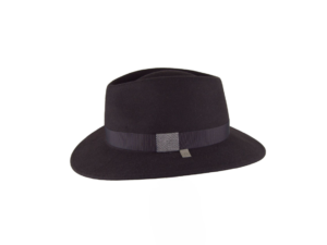 Sombrero negro con banda decorativa y detalle gris – Nieta de José