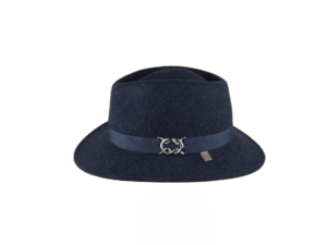 Sombrero azul marino con banda decorativa y detalle metálico – Nieta de José